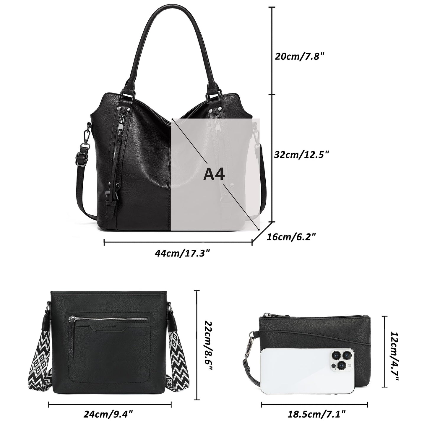 TANTOMI Tote Handbags for Women, Crossbody Bag Large Leather Hobo Purse Shoulder with Wallet Adjustable Straps