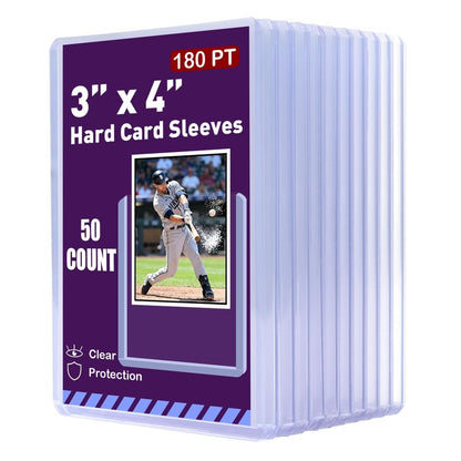 50ct 3"x4" Hard Plastic Card Sleeves - 180pt Rigid Card Cases, Clear Card Protectors for Trading, Baseball, Football and Sports Cards