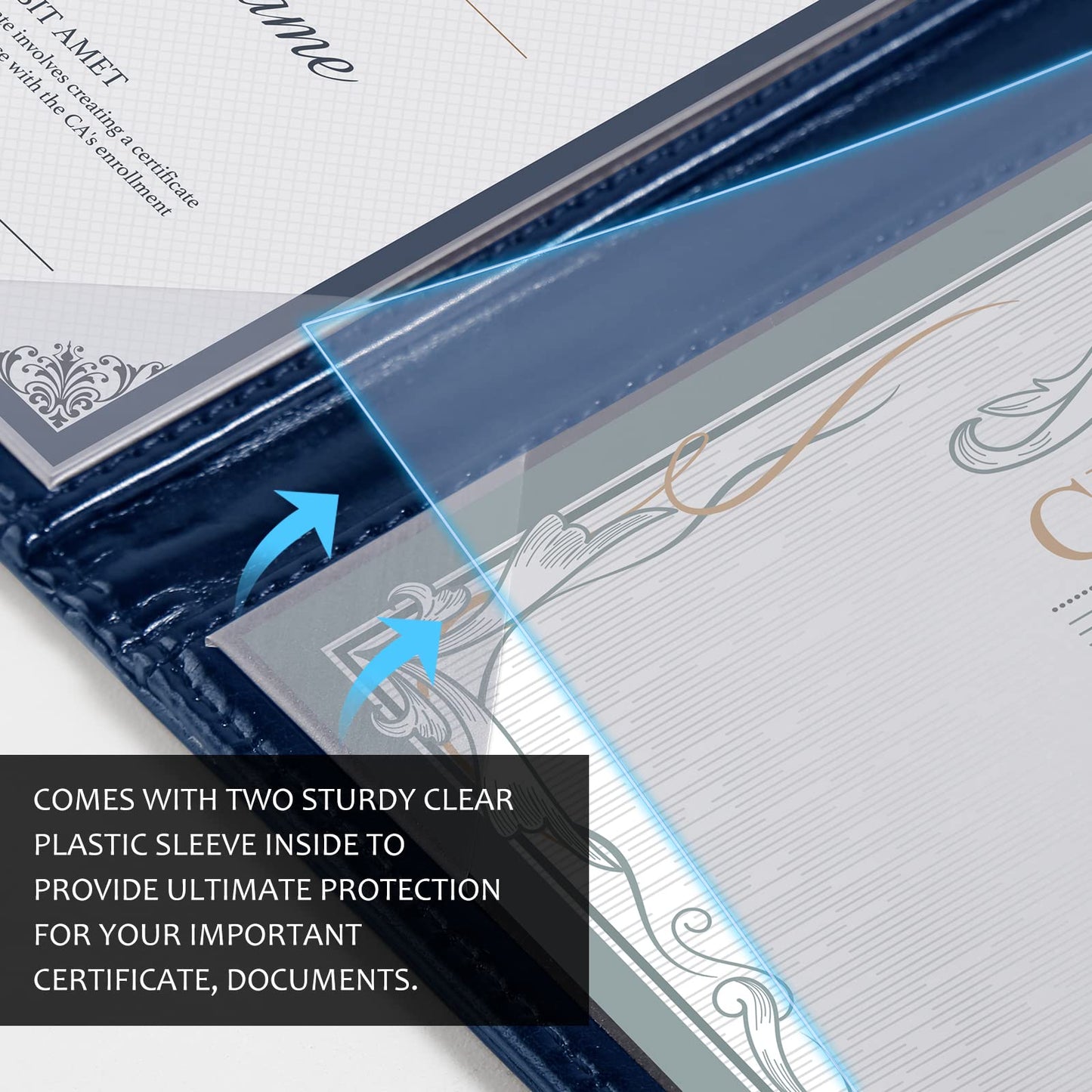 HH-STUDIO CUSTOM Diploma Cover 8.5 x 11 Navy Blue Certificate Holder- US Letter Size Graduation Gifts Leatherette