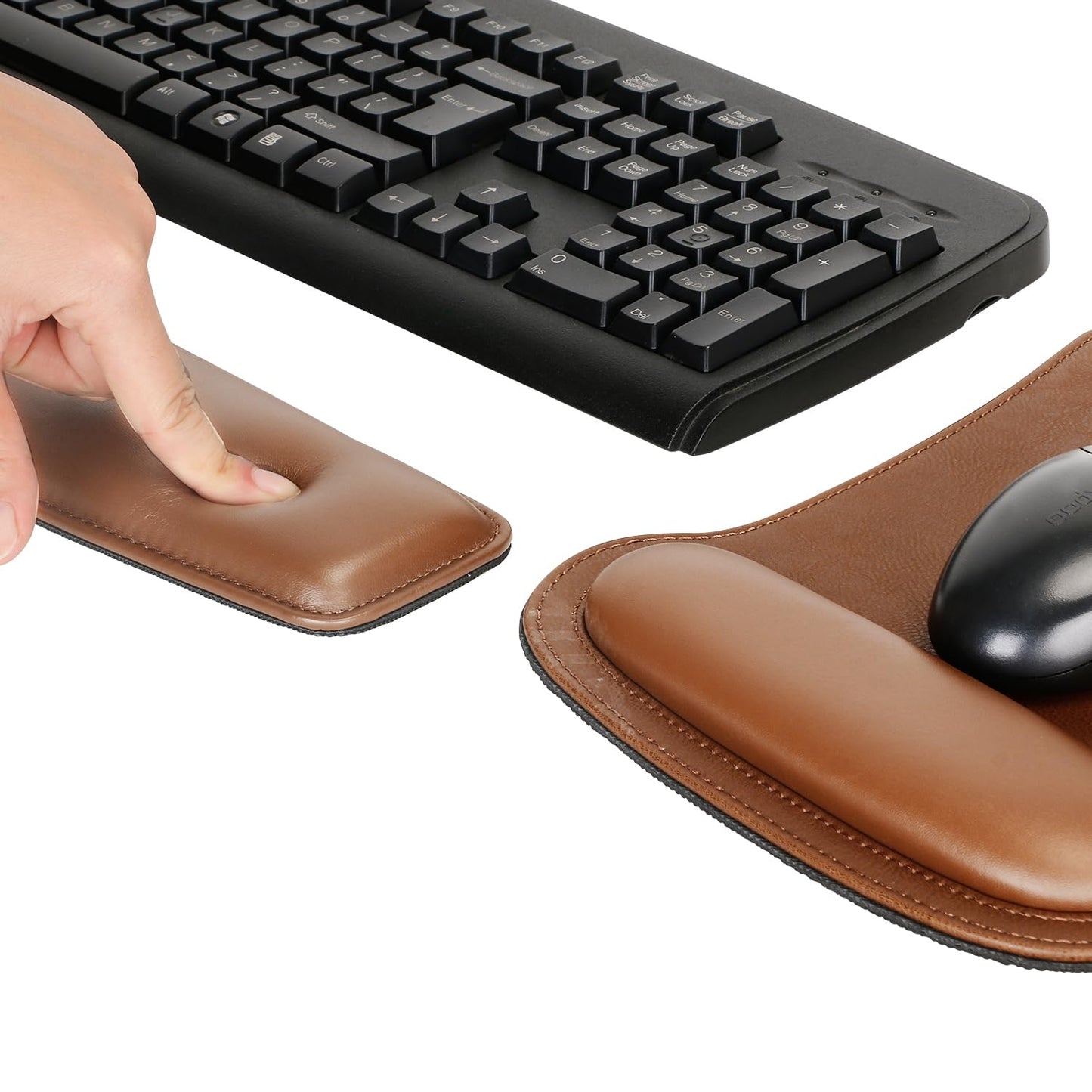 RICHEN Keyboard Wrist Rest Pad and Mouse Wrist Rest Support Mouse Pad Set,Sturdy & Comfortable & Lightweight for Easy Typing & Pain Relief-Ergonomic Support (Brown)