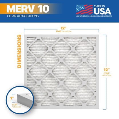 BNX TruFilter 18x20x1 MERV 10 (4-Pack) AC Furnace Air Filter - MADE IN USA - Pleated Air Conditioner HVAC AC Furnace Filters - Removes Odor, Mold, Bacteria, Smoke