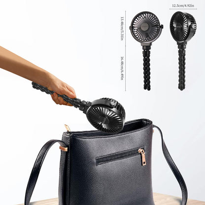 OGAJO Portable Stroller Fan With Flexible Tripod, 5200mAh Battery, 3 Speeds, USB Rechargeable, for Stroller, Car Seats, Cribs and More