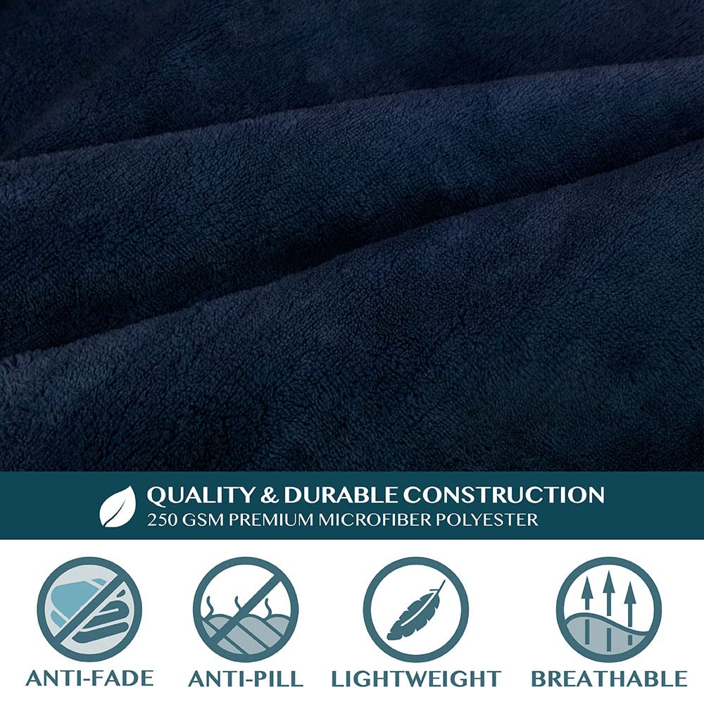 PAVILIA Wearable Blanket with Sleeves for Adult Women Men, Cozy Fleece Warm Wrap Throw Blanket with Arms, Pocket, Gifts for Christmas, Wife, Navy Blue