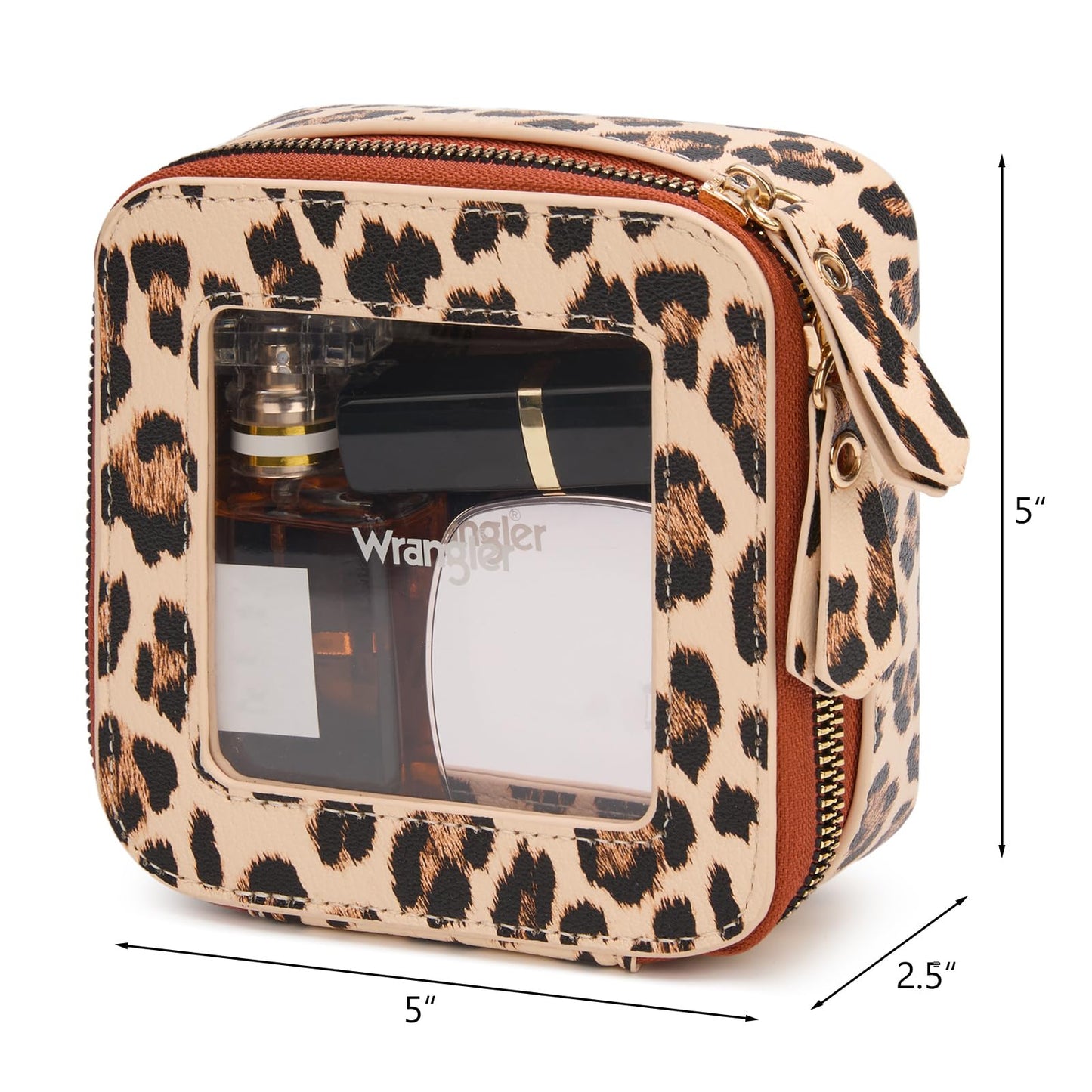 Montana West X Wrangler Clear Makeup Bag Travel Cosmetic Bag Portable Make Up Toiletry Organizer for Women Leopard
