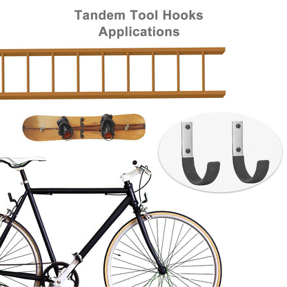 Nlmyt 6 Pcs Garage Storage Utility Hook, Upgraded Ladder Hangers, Shed J-Hooks, Heavy Duty Ladder Tool Holders for Garage Wall, Black Wall Hooks for Hanging Tools, Bikes, Hose, Shovels, Rakes