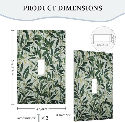 Sage Eucalyptus Leaves Foliage Light Switch Covers 1 Gang Single Toggle Wall Plate Decorative Switchcover Electrical Switchplate for Country Living Decor