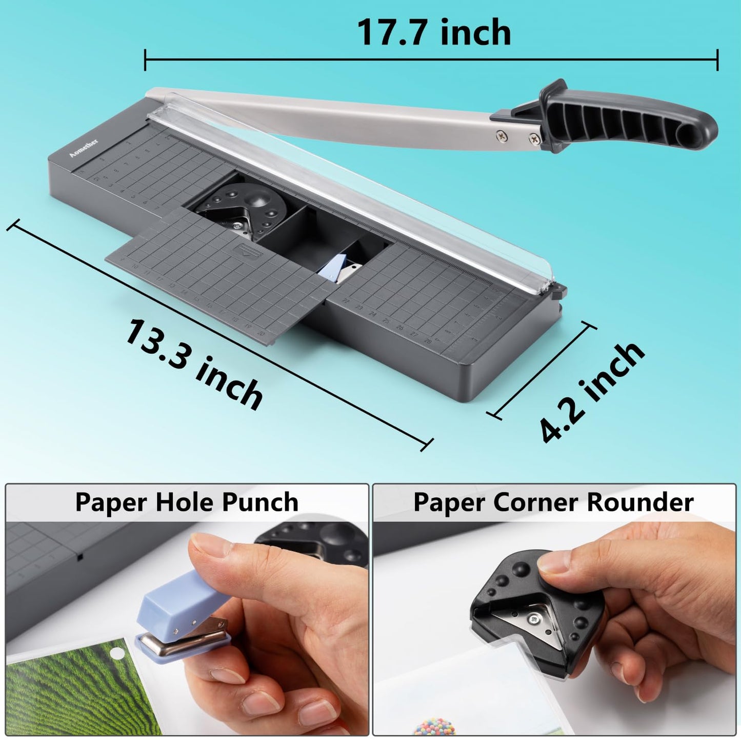 12" Guillotine Paper Cutter,Accurate Paper Trimmer Cutting with Safety Guard & Blade Lock, 8 Sheet Capacity, Portable Heavy Duty Paper Cutter for Cardstock,Label,Vinyl & Photos