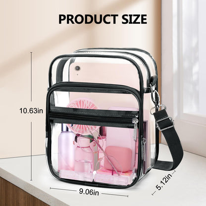 Blvornl Clear Crossbody Bag with Adjustable Shoulder Strap, Stadium Approved PVC Purse Bag, Messenger Bag