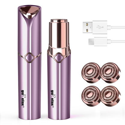 Facial Hair Removal for Women, Electric Painless Rechargeable Facial Hair Remover for Face, Lip, Chin with 2 x Replacement Heads