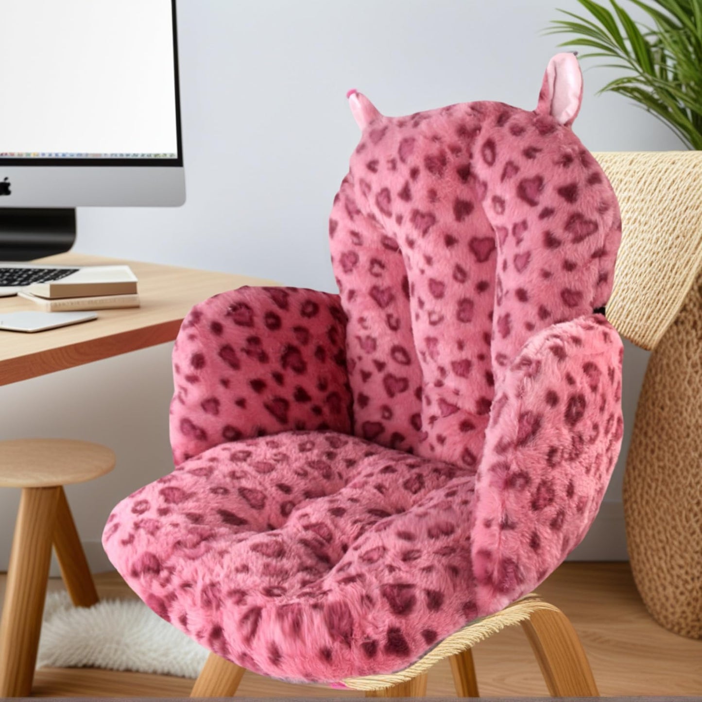 DOBUONO Comfy Office Chair Cushion: 17.5" L x 17.5" W x 18" H Cute Seat Cushion Kawaii Cushion for Gaming Chair with Backrest Non-Slip Floor Seating for Adults and Pets Pink Stuff for Room Decor