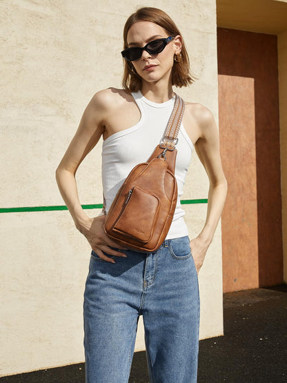 Telena Crossbody Sling Bags for Women, PU Leather Fanny Packs Cross Body Bag for Woman