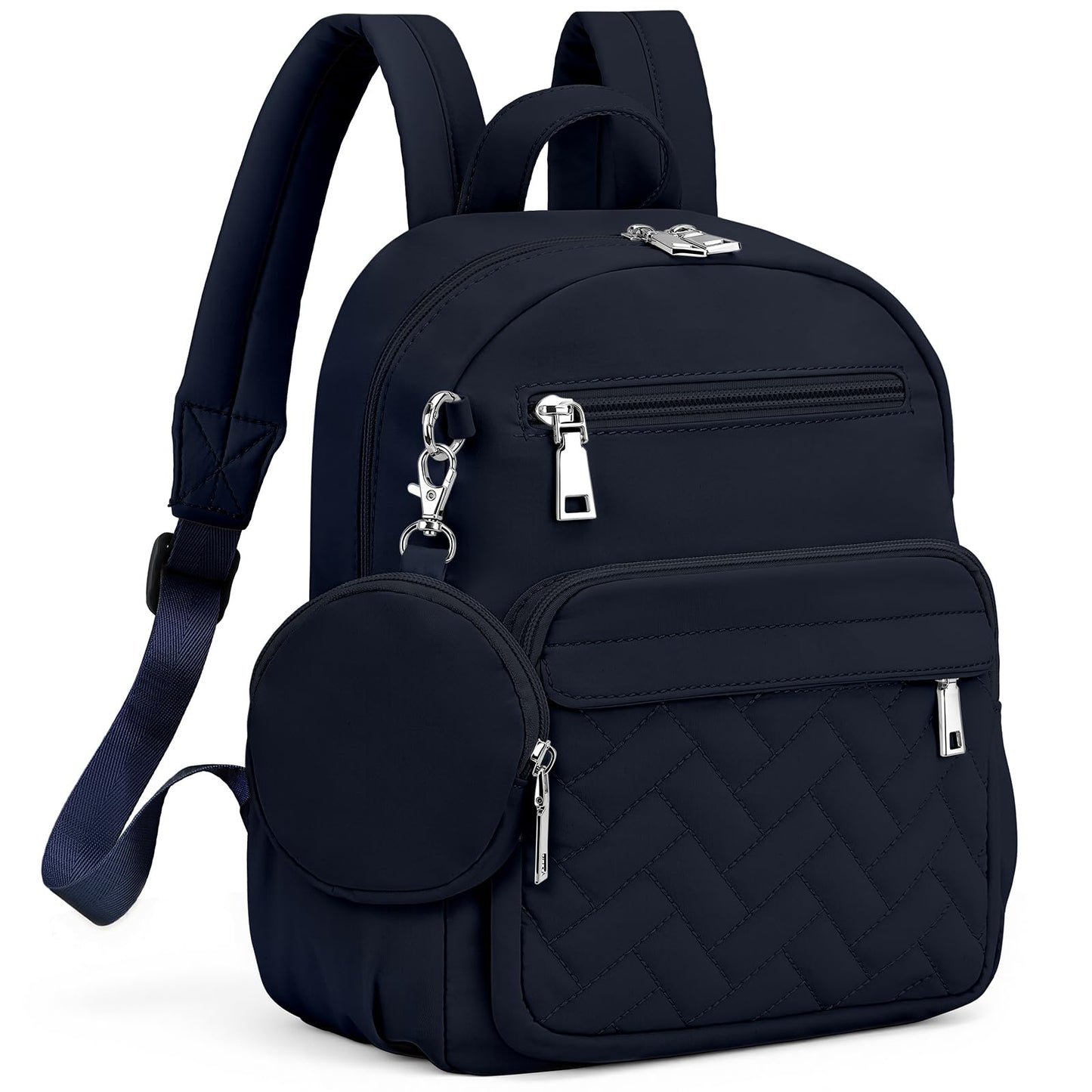 SYTRAH Mini Backpack for Women Small Backpack Purse, Anti Theft Backpack Waterproof Lightweight Puffer Back packs for Travel, Work with Coin Purse Dark Blue