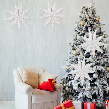 BESPORTBLE 3Pcs White Paper Star Lantern - 35cm Christmas Wedding Party Decor - Hanging Hollow Out Star Paper Lampshade for Holiday New Year Home Decor (Does not Include Lights)