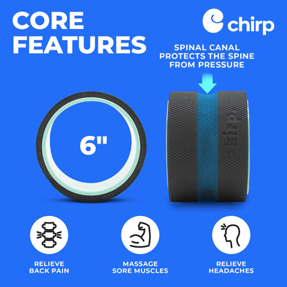 Chirp Wheel Foam Roller – Targeted Back & Neck Relief, Lumbar Spine Stretcher, Spinal Decompression Back Stretcher, Massage Roller with Density Foam for Physical Therapy, Supports 500lbs, 2-Inch Mint