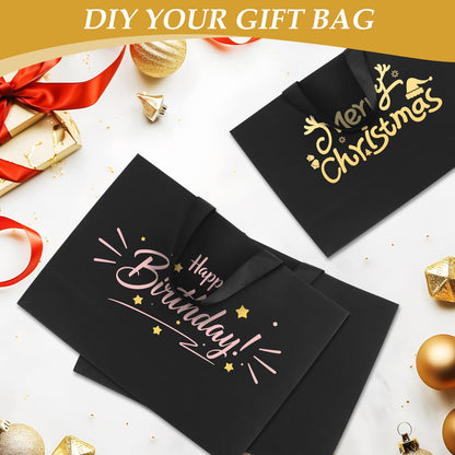 Epoesch Black Small Gift Bags with Handles and Tissue Paper, 8x5x10 Inch 4 Pack Paper Bags for Men, Women, Birthdays Party, Baby Showers, Weddings, Father's Day, Anniversaries, Holidays (Black small - 4Pcs)