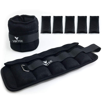 Virtee Adjustable Ankle Weights for Women Men Kids, Wrist Weight Set 1-5 lbs (1 Pair) with Removable Weight for Jogging, Walking, Gymnastic, Workout, 0.5-2.5 lbs Each Pack, 2 Pack