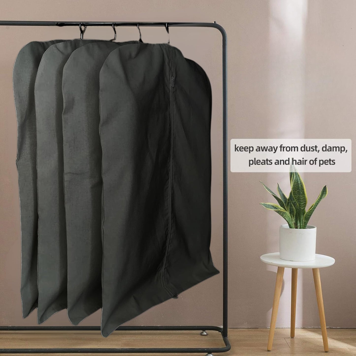 Forever Cotton Premium 100% Cotton Garment Bags – 35" Black Canvas Suit Cover with YKK Zipper – Breathable, Dust-Proof Storage for Suits, Coats, Dresses, Jackets & Travel/Closet Use