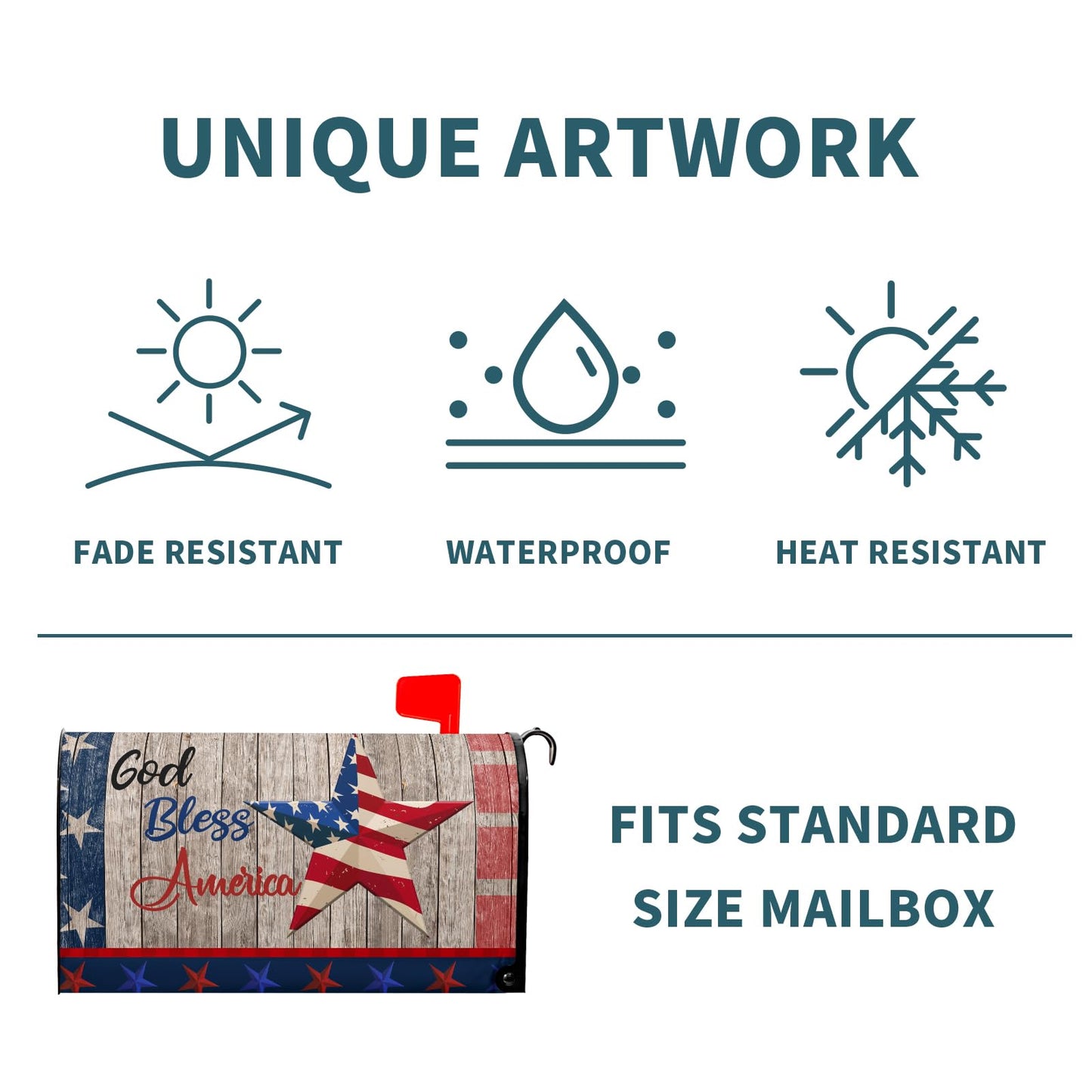 American Flag Patriotic Mailbox Cover Magnetic USA Independence Day Mailbox Cover Standard Size 25.5 x 21 4th of July Memorial Day Mailbox Wrap Post Letter Box Cover Decorative for Home Outdoor Garden