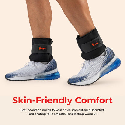 Sunny Health & Fitness Ankle Weights for Women, Men & Kids – Adjustable 1–5 lb Pair | Wrist, Arm & Leg Weights for Walking, Pilates, Yoga & Cardio