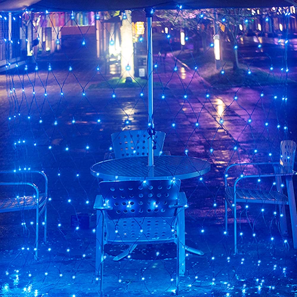 Blue Net Lights, 360 LED Christmas Net Lights Outdoor, 21ft x 5ft Large Net Mesh String Lights, 8 Modes Twinkle String Lights Connectable Plug in for Bushes Christmas Hedge Yard Garden Party Decor