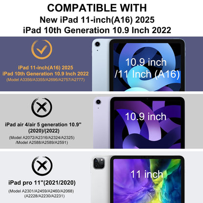OKP Case for iPad A16 11th Generation 2025 / 10th Gen Case 2022, for 11 Inch / 10.9 Inch iPad Multi-Angle Viewing PU Leather Stand Cover with Pencil Holder & Pocket, Auto Sleep/Wake, Black Brown