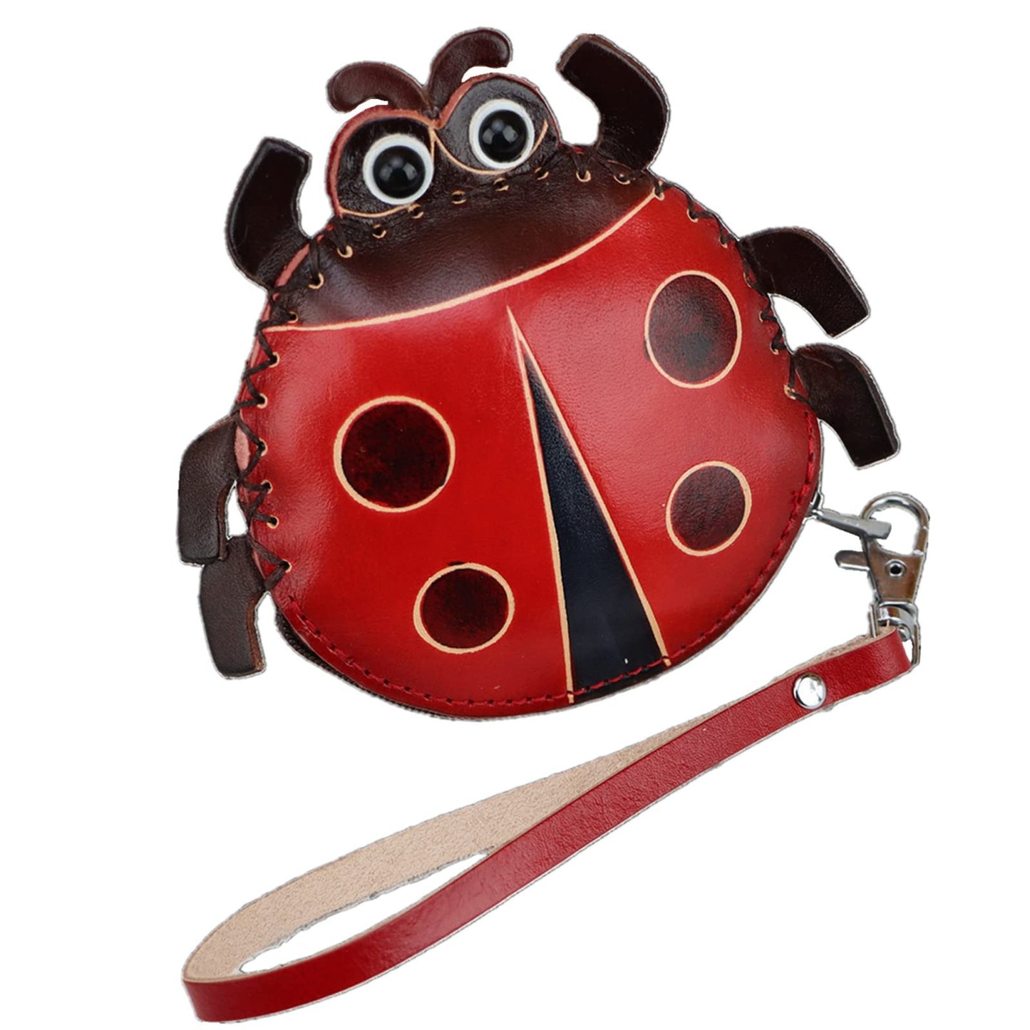 Fanyixuan Vegetable Tanned Leather Cowhide Ladybug Coin Purse Suitable For Storing Coins Keys Lipstick Creative Gift Clutch Bag