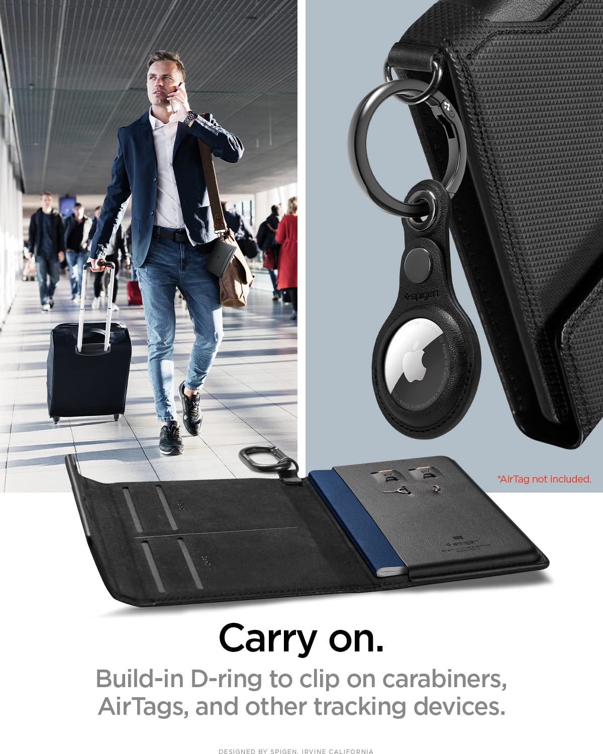 Spigen Life for Passport Card Cover Holder with RFID Blocking Technology Wallet Travel Documents Organizer Protector Accessories, SIM Card Pin Included - Black