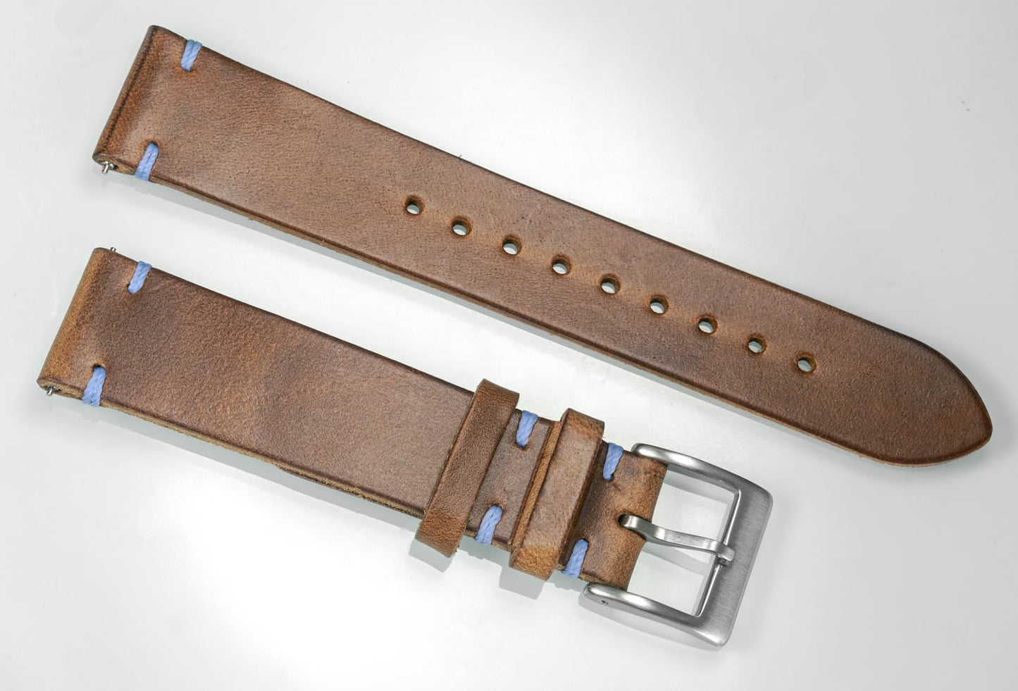 hemsut h 20mm Leather Watch Bands for Men, Thin Soft Horween Leather Watch Strap Quick Release Vintage Watch Wrap