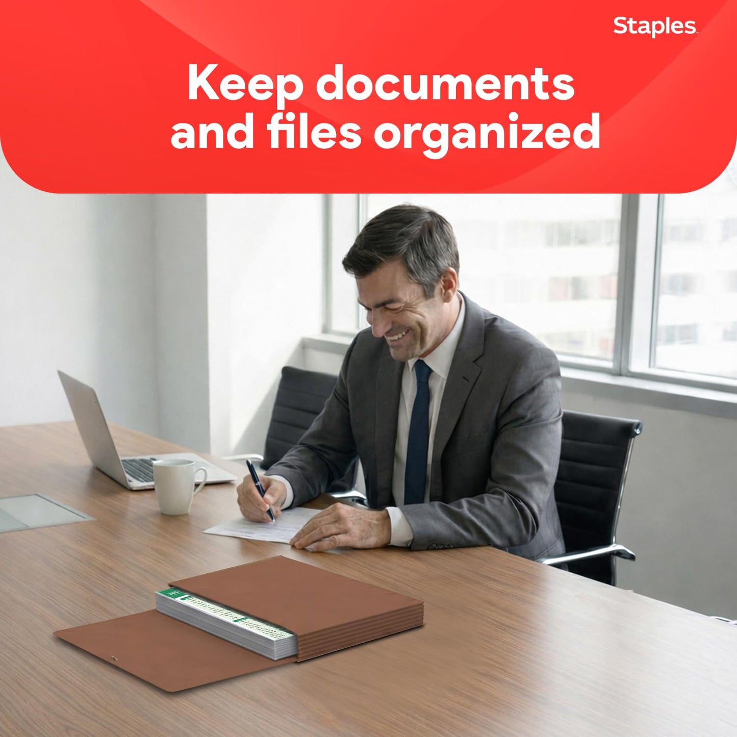 Staples Expanding Wallet, Legal Size, Brown Redrope Accordion File with Elastic Closure, Holds Oversized Documents – 10/Pack