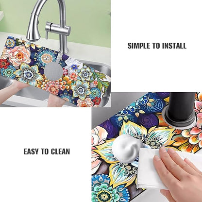 Sink Faucet Absorbing Mat, 2 Pack Drying Mat Around Faucet Sink Splash Guard