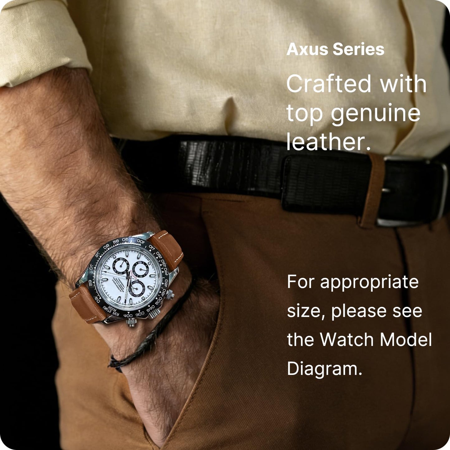 12 Colors for Quick Release Leather Watch Band, Fullmosa Axus Genuine Leather Watch Strap,Brown,22mm