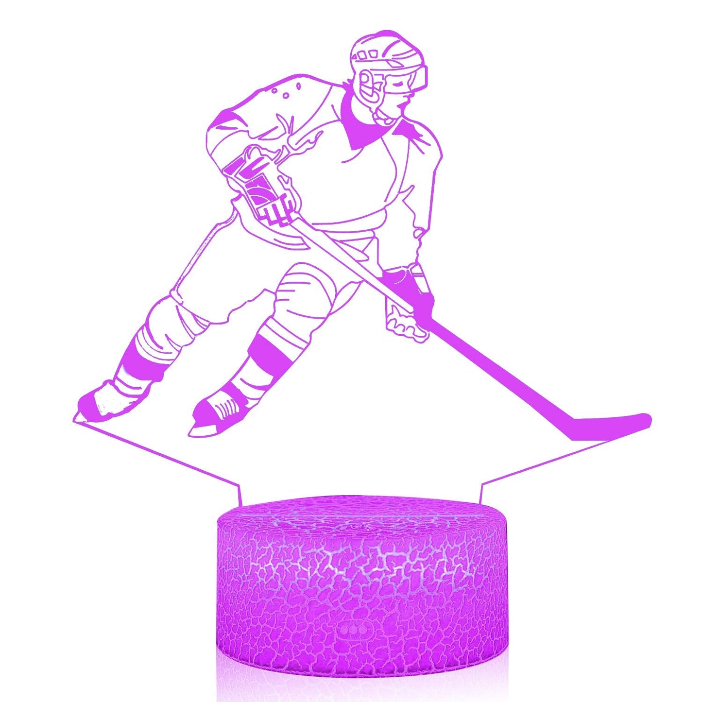 AZALCO Teenager Chrismas Gifts Xmas Gift 3D Illusion Hockey Night Light Lamp 16 Color Changing Smart Touch&Remote Control Birthday Gift for Boys and Girls Hockey Lover