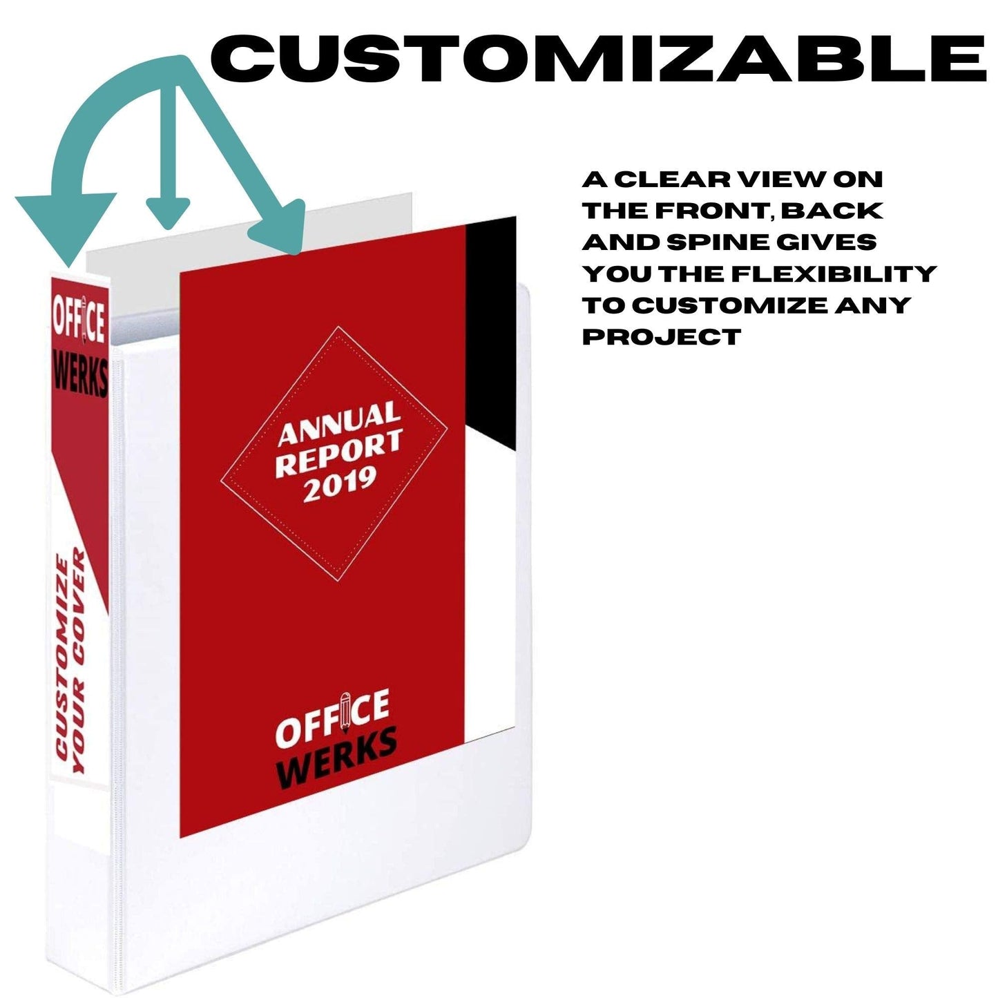 3 Ring Binder, Professional Angle D Ring Vinyl 3 Inch, Presentation Folder for Standard Pages 8.5 x 11 with Pockets, Crystal Clear View White (12 Pack) for Office Supplies