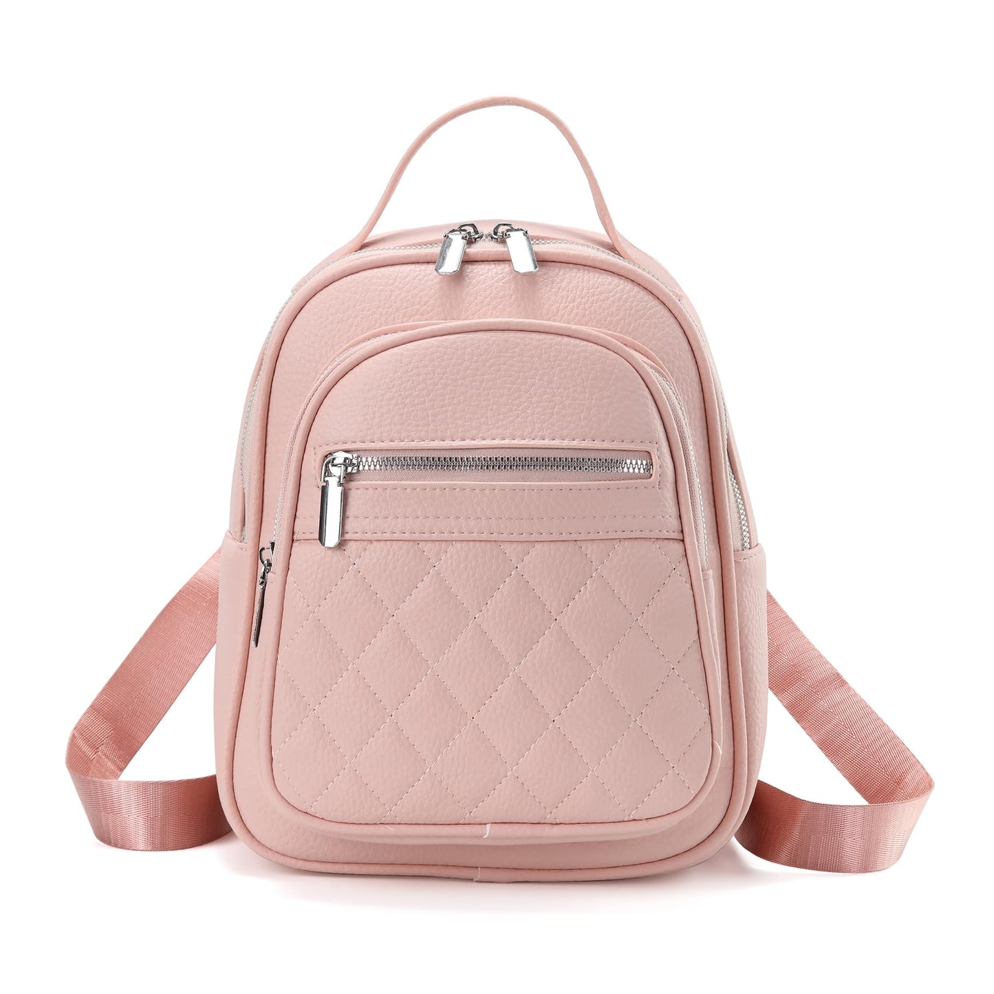 Rueesh PU Backpack for Women Small PU Leather Backpack Purse for Ladies Travel Shoulder Bag Pink