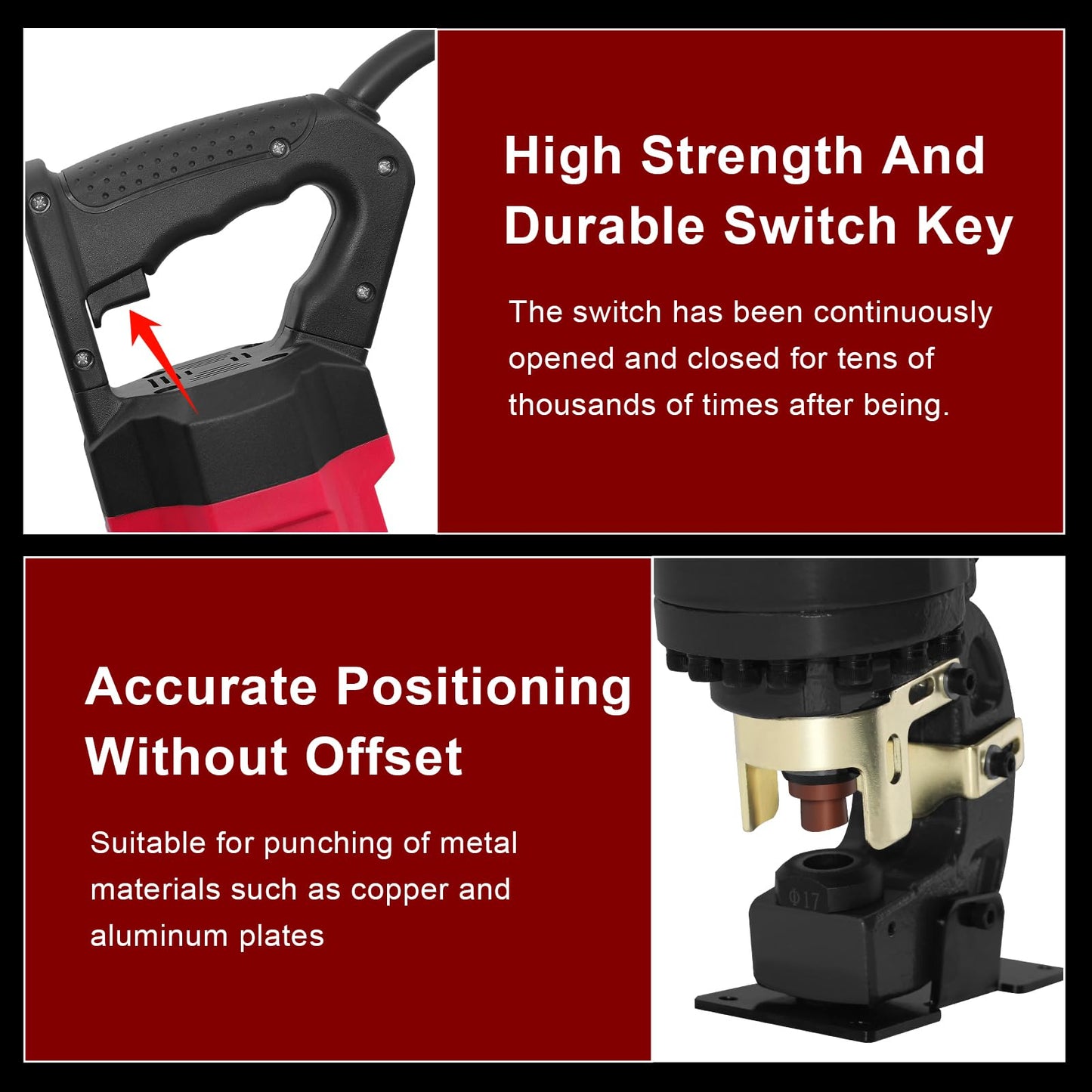 1400W Electric Hydraulic Hole Puncher, 22T Heavy Duty Hydraulic Hole Punch for Metal, Portable Punching Machine with 5 Dies - Precise Drilling for Aluminum Copper Plate Angle Iron Steel, MHP-20