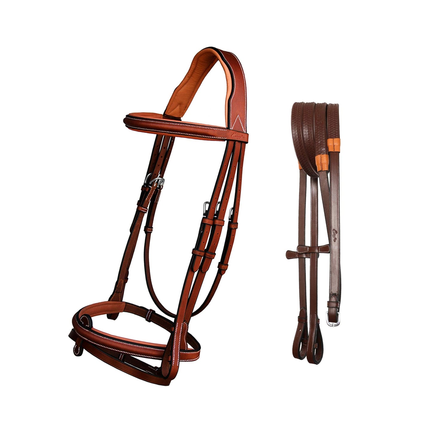 Exion English Hunter Jumping Bridle for Horses with Removable Flash Soft Yet Strong Rubber Reins | Royal Hunter Bridle | English Bridle for Horses