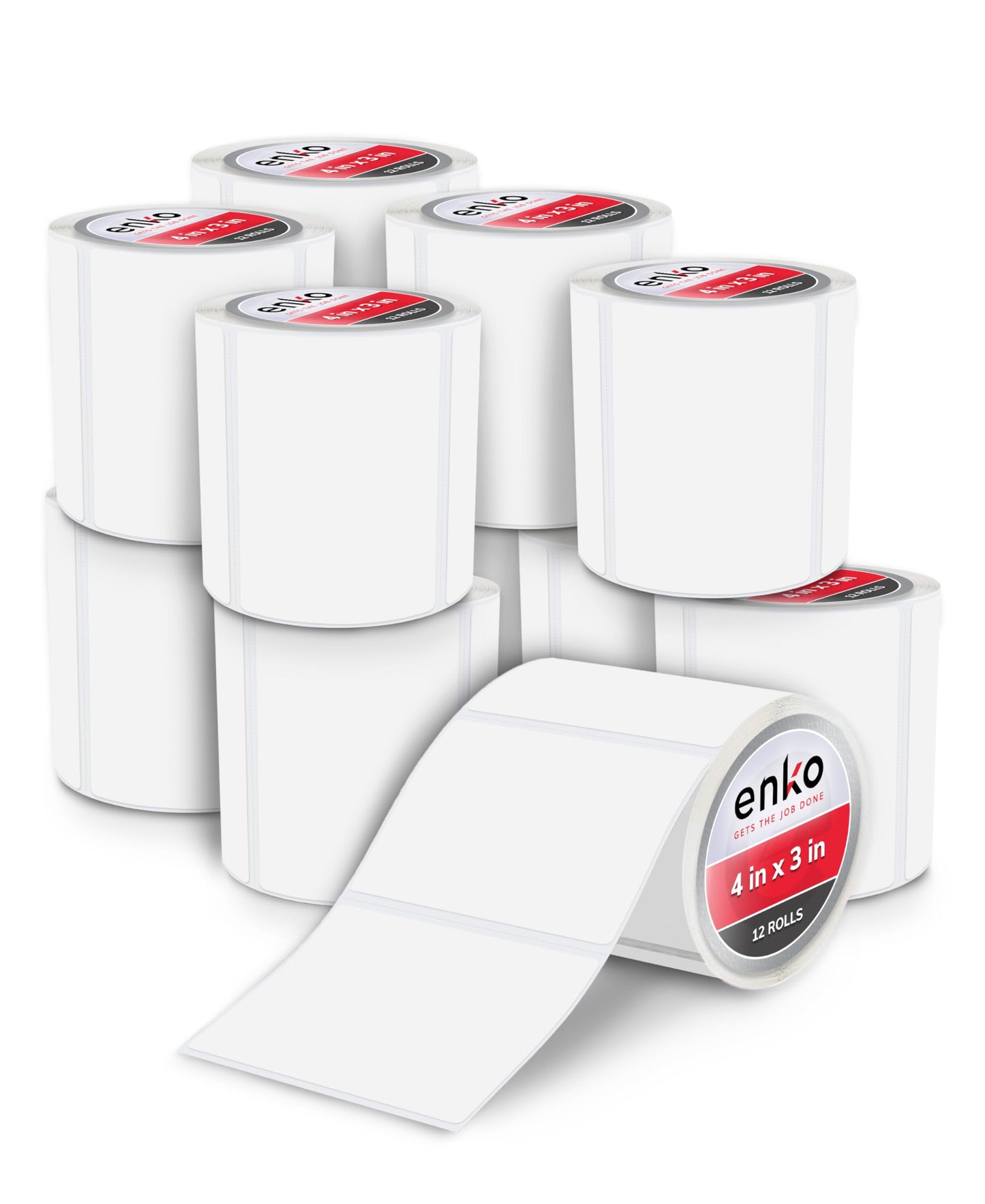 enKo 4" x 3" Labels for Zebra Desktop Printers (12 Rolls, 6000 Labels) - Blank White Direct Thermal Address Mailing Shipping Barcode FBA Stickers FNSKU Label for Zebra and Eltron (Perforated)
