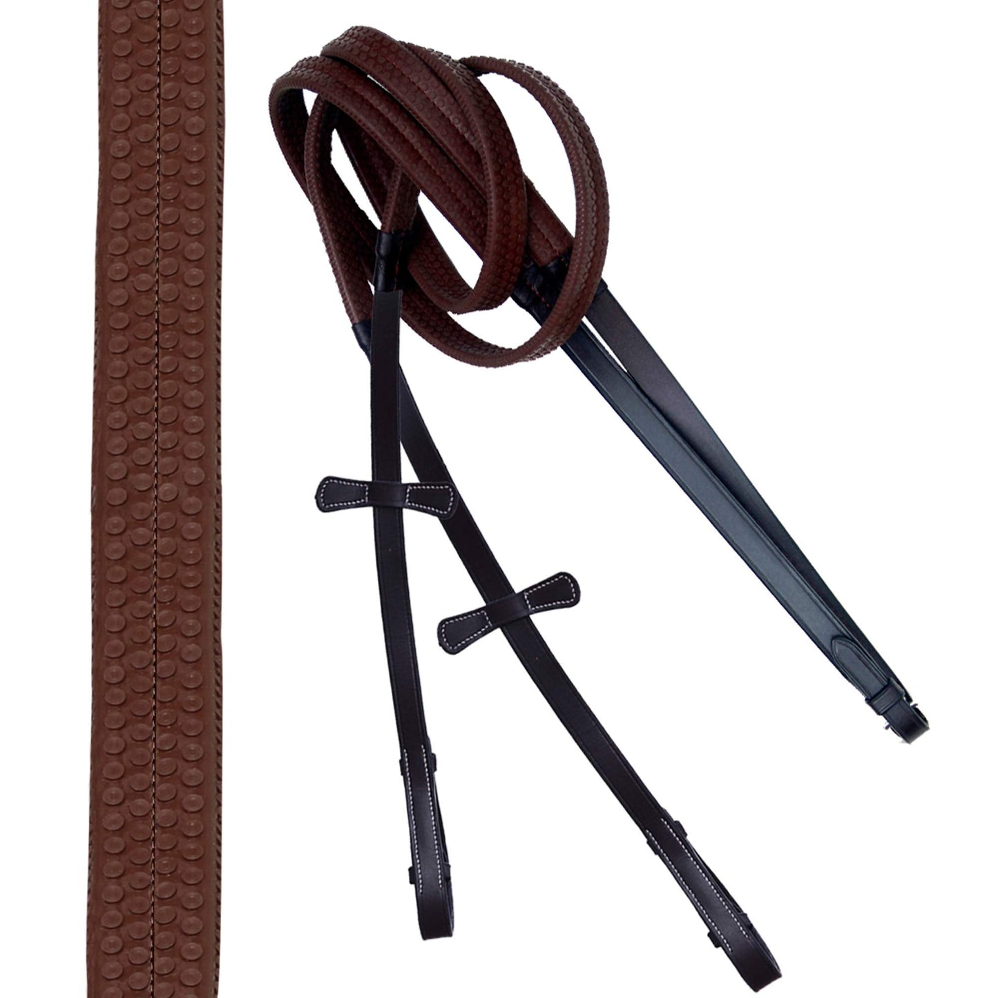 ExionPro Exion Anti-Pressure Anatomic English Jumping Leather Horse Padded Bridle with Reins- Havana Brown, Cob Size