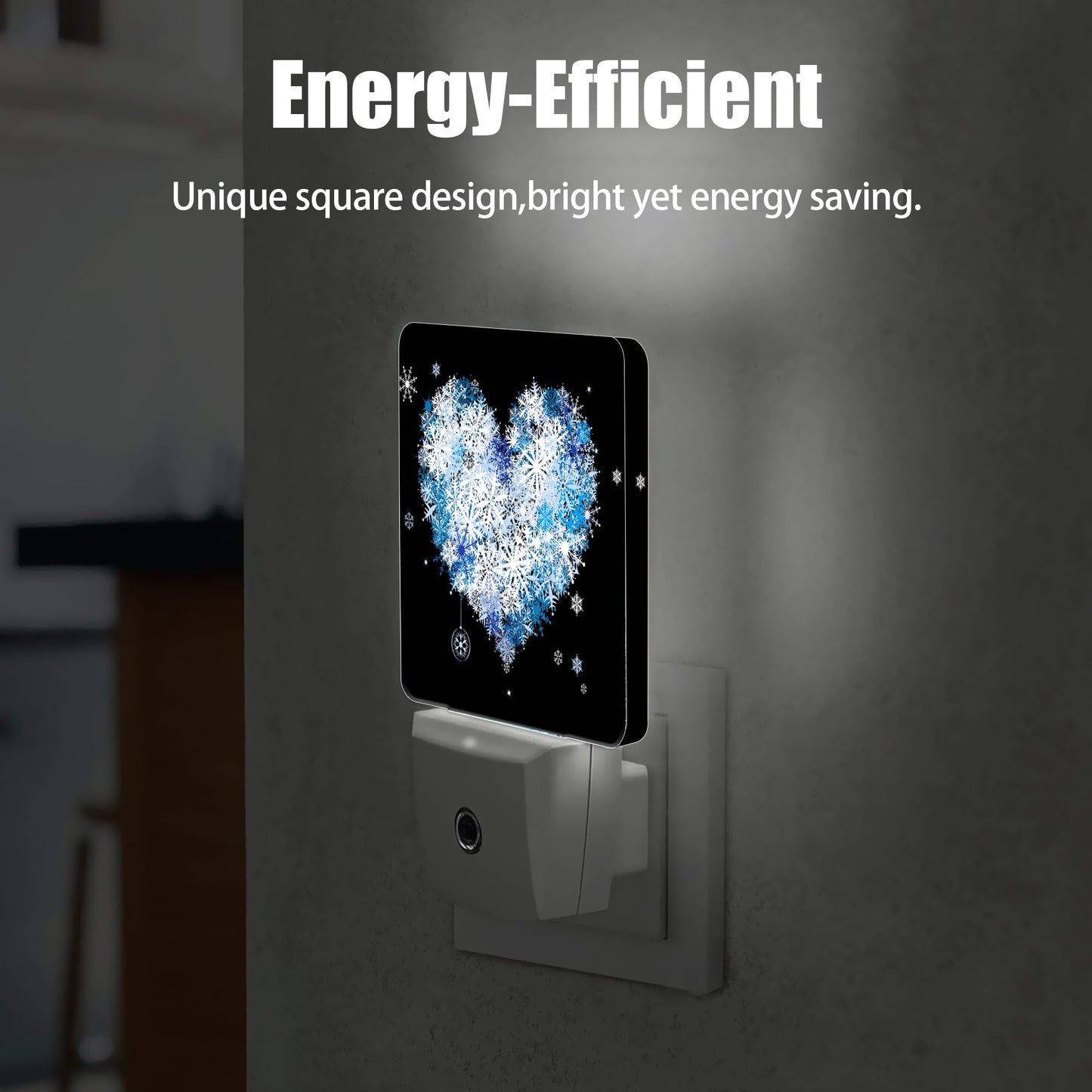 Jopowide Winter Art Hearts Dusk to Dawn Night Light, Auto Sensor Lamp Home Indoor Stairway Kitchen Corridor, Night Lights Plug into Wall Decor, Boys Girls Women Men Room Gifts
