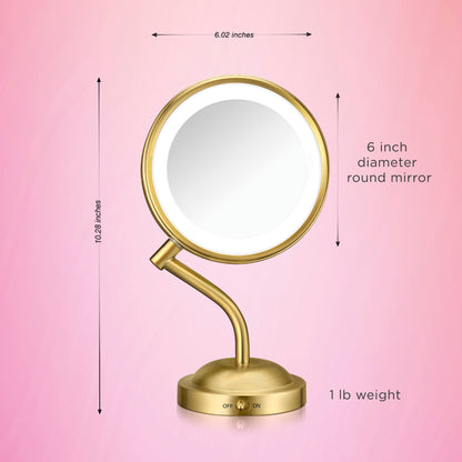 Conair Lighted Makeup Mirror, LED Vanity Mirror, 1X/8X Magnifying Mirror, Battery Operated in Brushed Nickel