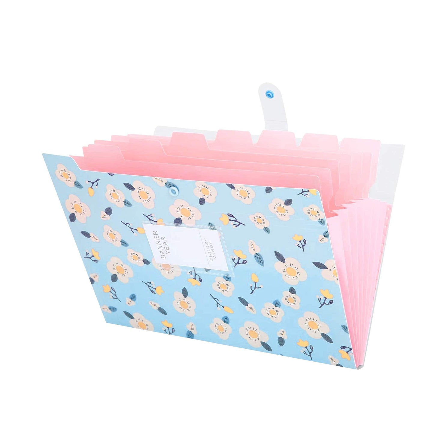 POTTIIS Flower Design Expanding File Folders, 8 Pocket, 4 Pack, A4 Letter Size, Poly Material, 12.8 x 9.3 in