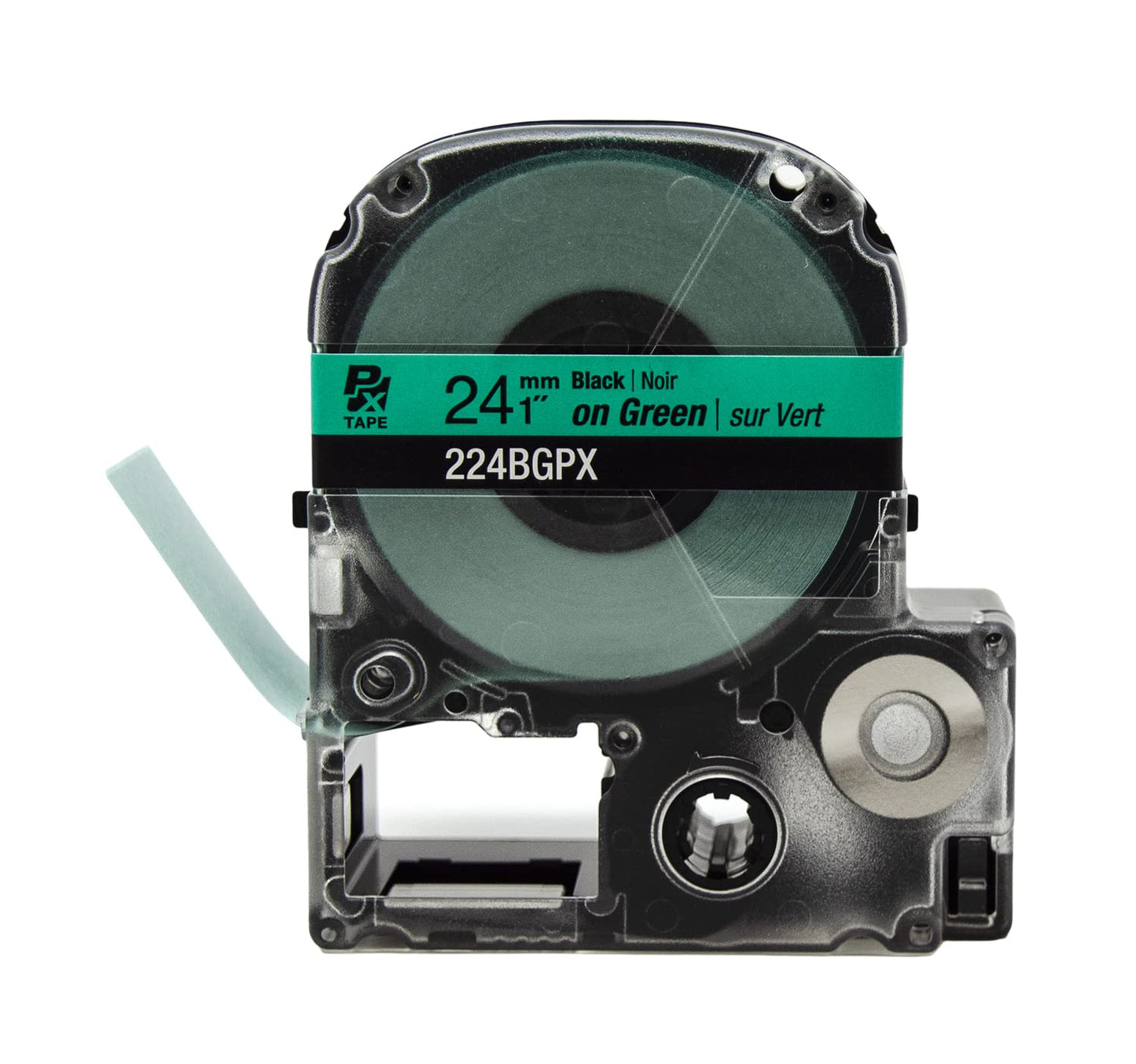 Epson LABELWORKS 224BGPX Genuine PET (Polyester) Tape Cartridge - Black on Green Label Maker Tape - 1" (24MM) Wide, 30'
