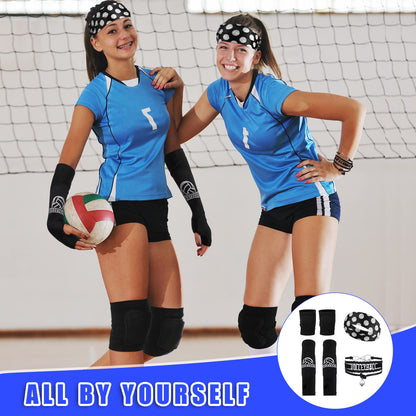 Honoson 7 Pcs Volleyball Training Equipment Aid Volleyball Serving Trainer Kit Gifts for Beginners (Black, Boys)