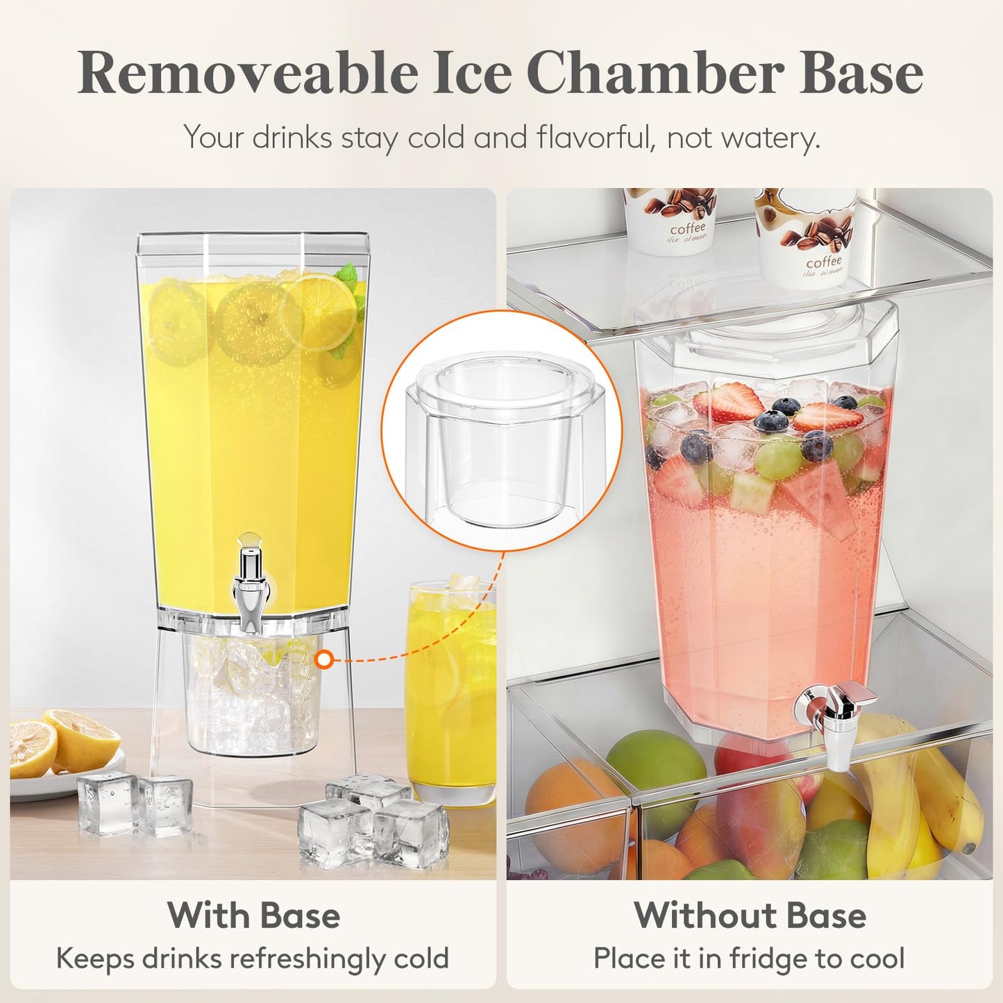 Lifewit 1 Gallon Drink Dispenser for Parties 2 Pcs, 4L Plastic Beverage Container with Stand for Juice/Tea/Soda & Lemonade, Clear Water Pitcher with Spigot for Mimosa Bar Hosting 39 x 16 cm/15x6"