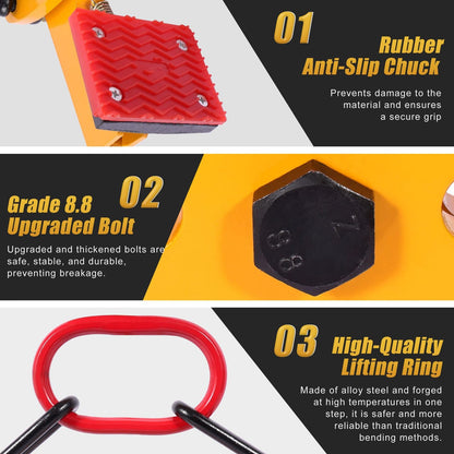 GRYVOZE Granite Slab Lifting Clamp 716 lbs, 2.4"-9.5" Lifting Clamps Heavy Duty, X-Shaped Stone Carrying Clamps, Granite Slab Lifter, Scissor Clamp Lifting, Stone Slab Clamps for Granite
