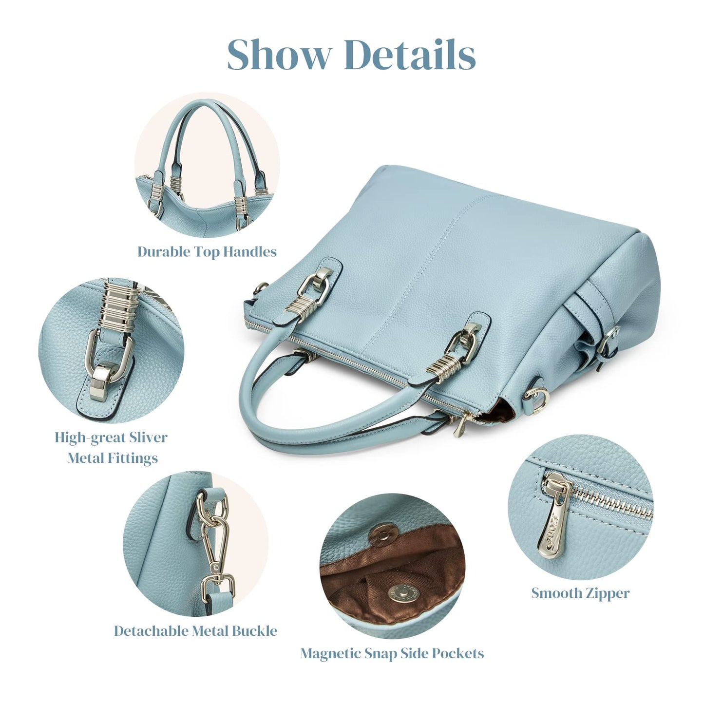 S-ZONE Women Genuine Leather Handbag Shoulder Purse Satchel Tote Crossbody Bag