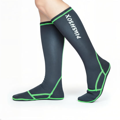 PLUSHSOX Premium long Neoprene Wet Wading socks, no Bunching at Ankle, Wader Sock for Men Women Surfing Diving Fly Fishing Swimming Hiking Hunting Skiing Cold Weather, Gift Socks (Small, black)