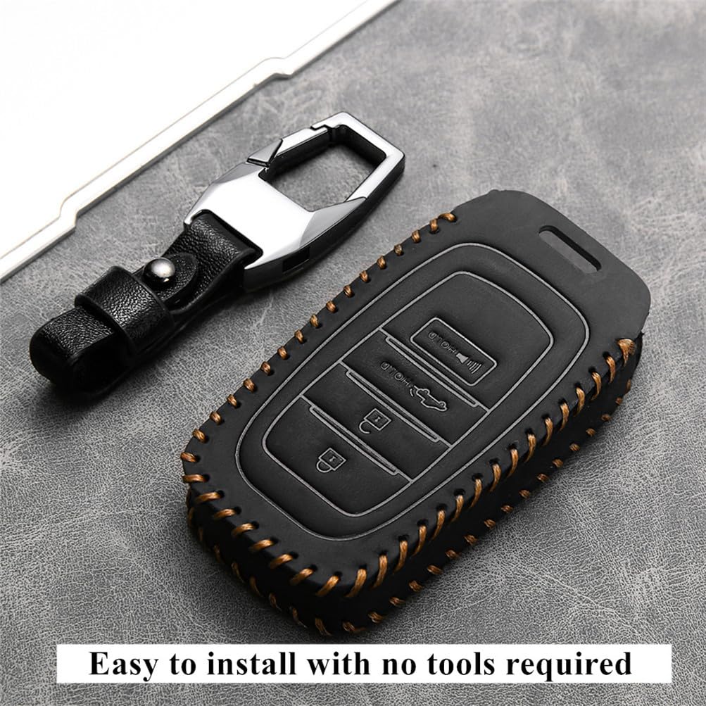 Avgardcat Leather Compatible with Toyota Key fob Cover for 2025 Grand Highlander Tacoma Tundra Land Cruiser Sequoia Accessories 4 Buttons Keychain