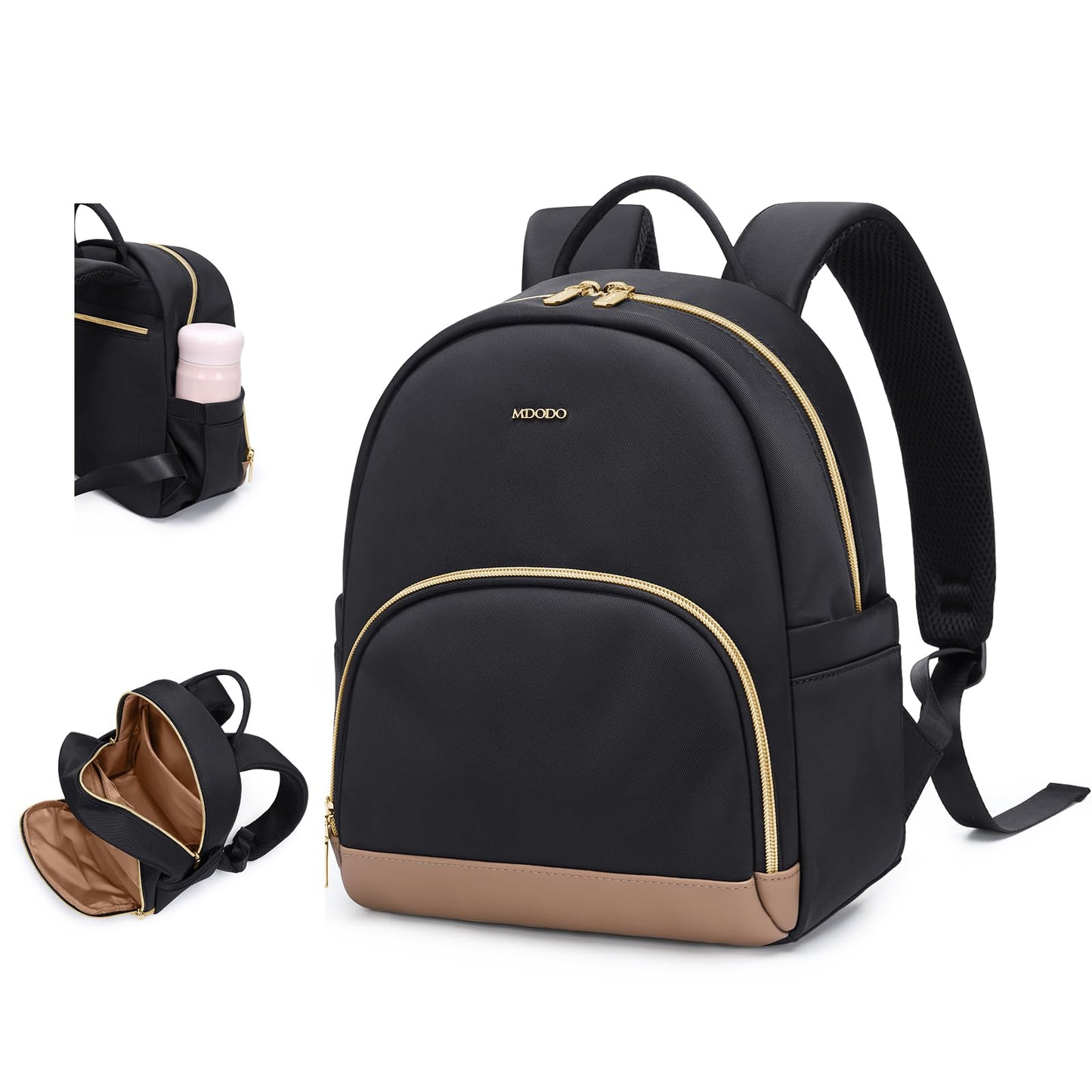 MDODO Small Backpack for Women Lightweight Stylish Mini Backpack Daypack Purses Cute Bookbag for Casual College Travel Daily,fit 10.9Inch iPad,Black