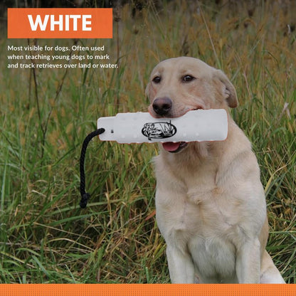 HuntEmUp 3" Canvas Dog Training Bumper – Retrieving Dummy for Retriever & Hunting Dog Training – Floating Water Dummy with Throw Rope – Mixed (6 Pack)